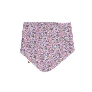 Set bavoir + attache tétine liberty chamomile lawn violet sky Bibs