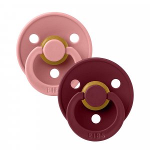 Pack de 2 sucettes colour caoutchouc 0-6 mois dusty pink et elderberry Bibs