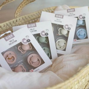 Pack de 4 sucettes try-it baby blue Bibs