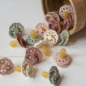 Pack de 2 sucettes bohème caoutchouc 6 mois+ woodchuck et blush Bibs