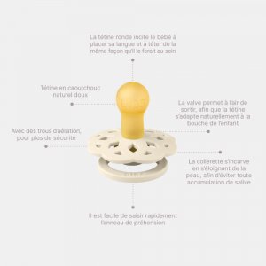 Pack de 2 sucettes bohème caoutchouc 0-6 mois blossom et dusky lilac Bibs