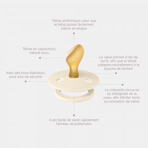 Pack de 2 sucettes colour caoutchouc anatomique 0-6 mois ivory et sage Bibs