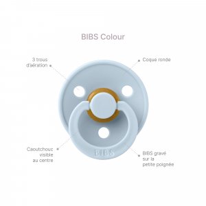 Pack de 2 sucettes colour caoutchouc anatomique 0-6 mois baby blue et petrol Bibs