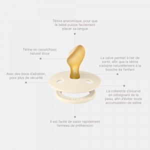 Pack de 2 sucettes colour caoutchouc anatomique phosphorescente 0-6 mois blush et vanilla Bibs