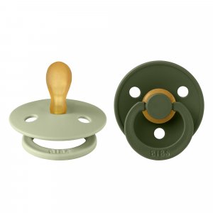 Pack de 2 sucettes colour caoutchouc symétrique 0-6 mois sage et hunter green Bibs