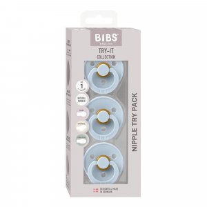 Pack de 3 sucettes try-it baby blue Bibs