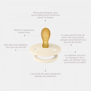 Pack de 2 sucettes colour caoutchouc symétrique 6 mois+ vanilla et pine Bibs