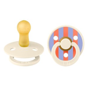 Pack de 2 sucettes colour caoutchouc 6 mois+ pin ivory steel blue mix Bibs
