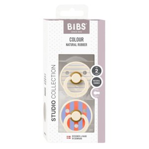Pack de 2 sucettes colour caoutchouc 6 mois+ pin ivory steel blue mix Bibs