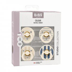 Lot de 4 sucettes physiologiques bébé taille 1 - vanille / bleu ____ Bibs