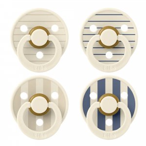 Bibs pacifier studio colour 4 pack latex size 2 pin ivory vanilla mix/pin ivory steel blue mix Bibs