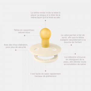 Pack de 2 sucettes colour caoutchouc phosphorescente 0-6 mois sage et cloud Bibs