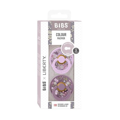 Bibs x liberty pacifier colour 2 pack chamomile lawn latex size 1 anatomical violet sky mix