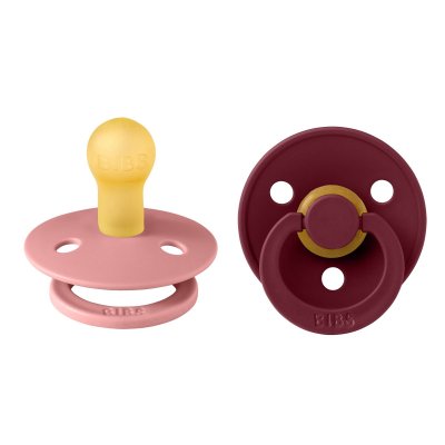 Pack de 2 sucettes colour caoutchouc 0-6 mois dusty pink et elderberry