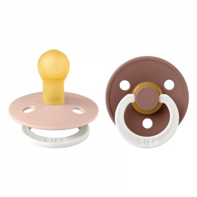 BIBS Pack de 2 sucettes colour caoutchouc phosphorescente 0-6 mois blush et woodchuck