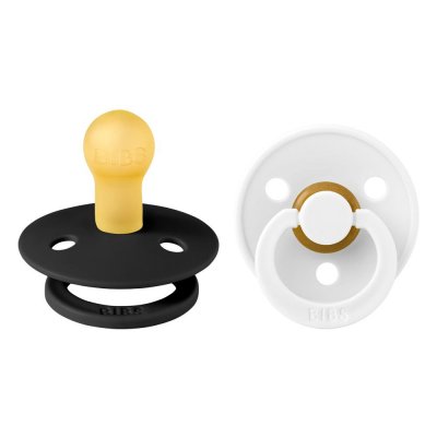 BIBS Pack de 2 sucettes colour caoutchouc 0-6 mois black et white