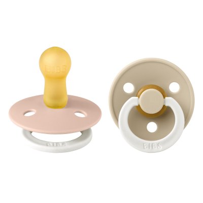 BIBS Pack de 2 sucettes colour caoutchouc phosphorescente 6 mois+ blush et vanilla