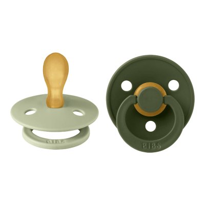 Pack de 2 sucettes colour caoutchouc symétrique 6 mois+ sage et hunter green