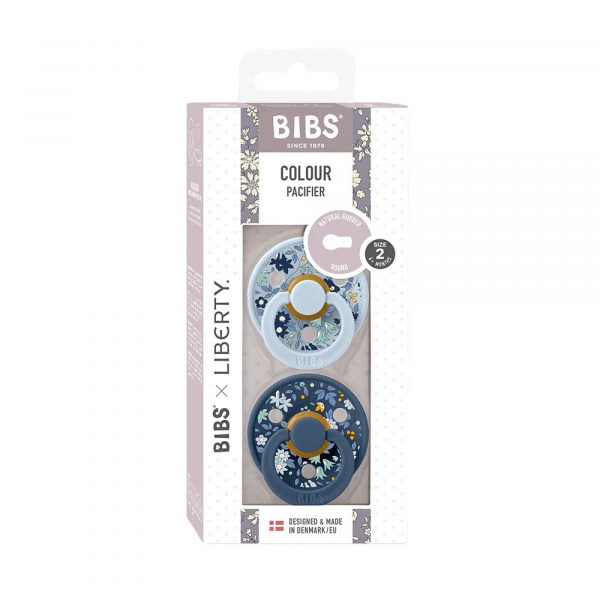 Pack de 2 sucettes colour liberty 0-6 mois bleu mix Bibs