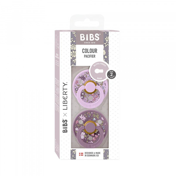 Pack de 2 sucettes colour liberty 0-6 mois camomille violet Bibs