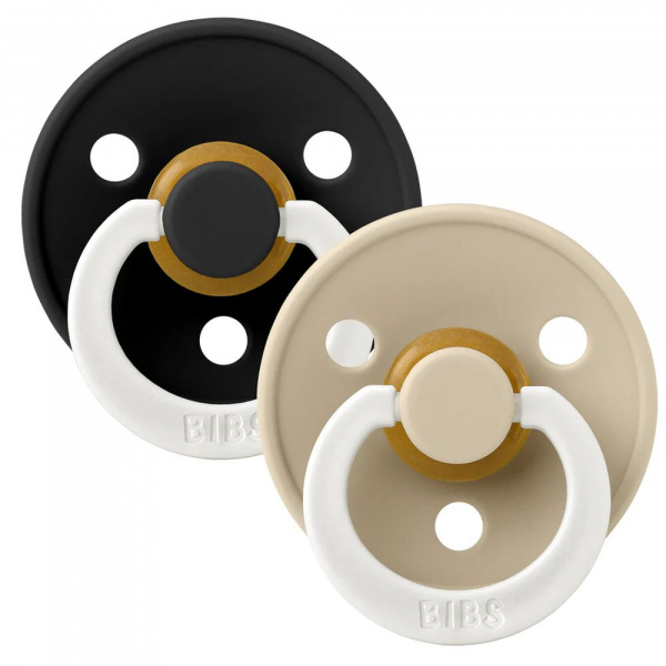 Pack de 2 sucettes physiologiques latex pacifier taille 2 - noir / vanille Bibs