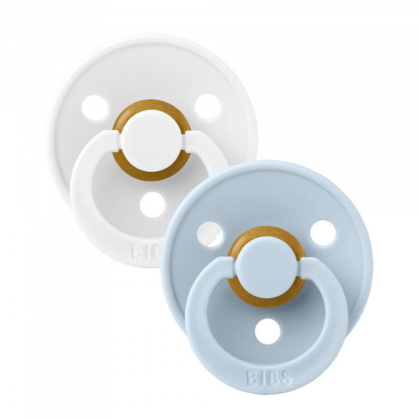 Bibs pacifier colour 2 pack latex size 1 white/baby blue Bibs