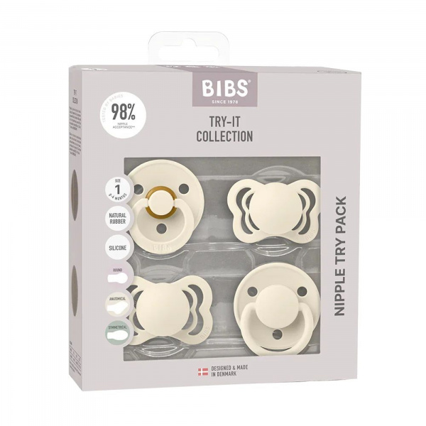 Bibs pacifiers try-it collection size 2 ivory Bibs
