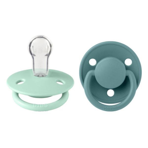 Pack de 2 sucettes de lux silicone taille unique menthe glacée et bleu étang Bibs