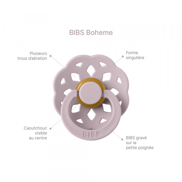 Pack de 2 sucettes bohème caoutchouc 0-6 mois baby blue et island sea Bibs