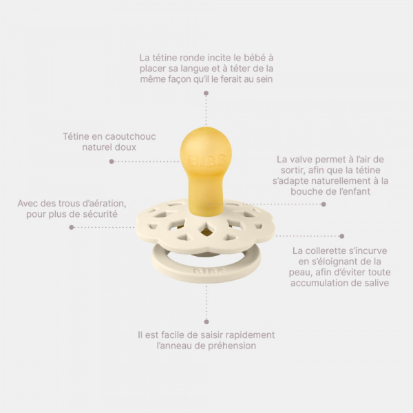 Pack de 2 sucettes bohème caoutchouc 0-6 mois baby blue et island sea Bibs