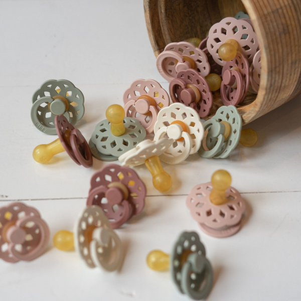 Pack de 2 sucettes bohème caoutchouc 6 mois+ blossom et dusky lilac Bibs