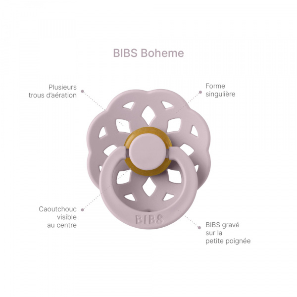 Pack de 2 sucettes bohème caoutchouc 0-6 mois baby blue et island sea Bibs