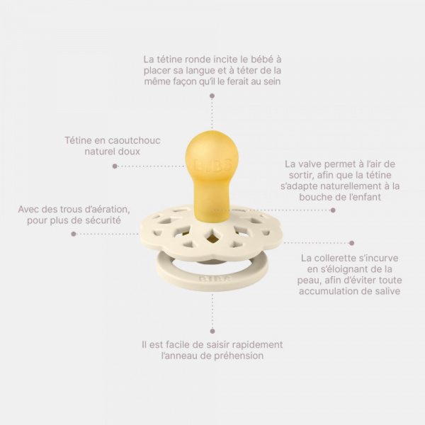 Pack de 2 sucettes bohème caoutchouc 6 mois+ peach et woodchuck Bibs