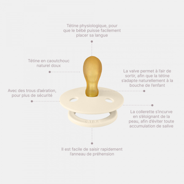 Pack de 2 sucettes colour caoutchouc symétrique phosphorescente 0-6 mois blush et vanilla Bibs