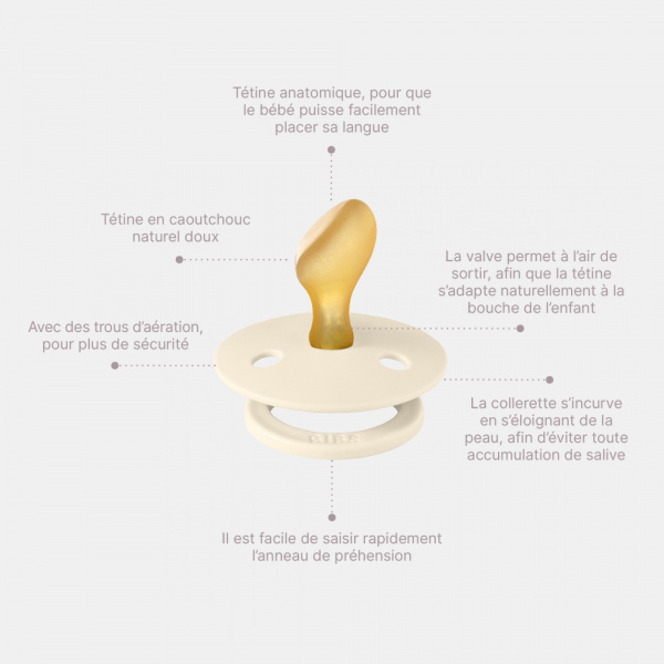 Pack de 2 sucettes colour caoutchouc anatomique phosphorescente 6 mois+ sage et cloud Bibs