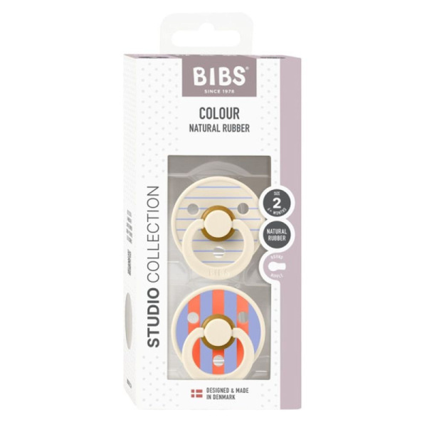 Pack de 2 sucettes colour caoutchouc 6 mois+ pin ivory steel blue mix Bibs
