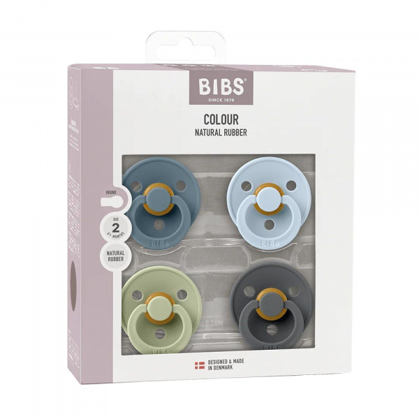 Bibs pacifier colour 4 pack latex size 1 petrol/sage/baby blue/iron Bibs