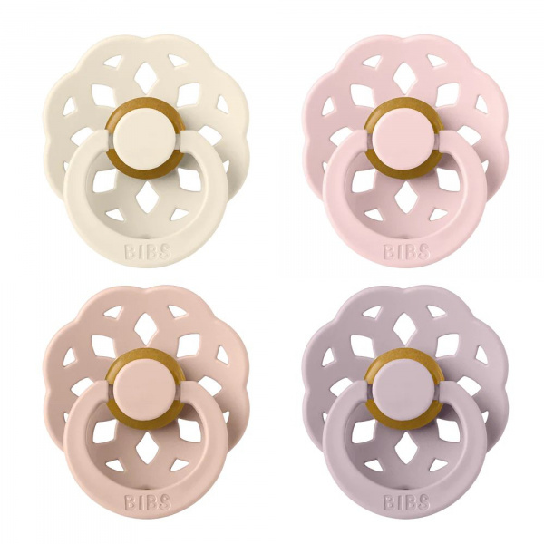 Bibs pacifier boheme 4 pack latex size 1 ivory/blush/blossom/dusky lilac Bibs