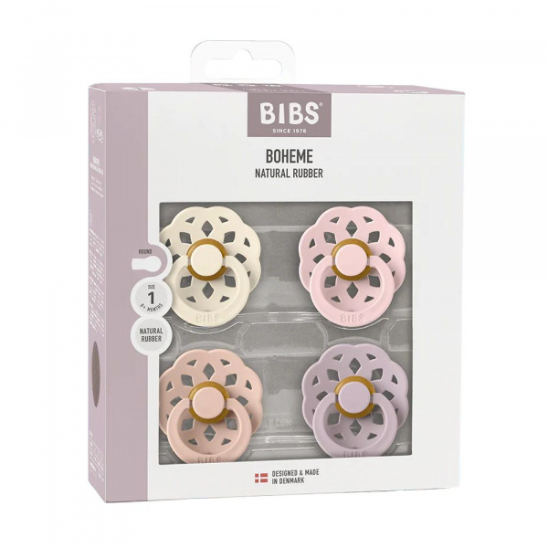 Bibs pacifier boheme 4 pack latex size 2 ivory/blush/blossom/dusky lilac Bibs