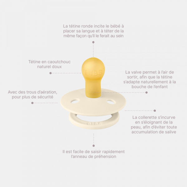 Pack de 2 sucettes colour caoutchouc phosphorescente 0-6 mois iron et baby blue Bibs