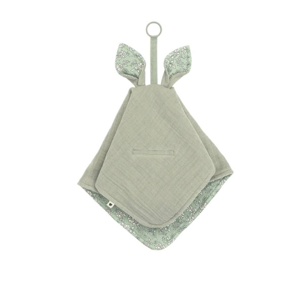 Doudou plat kangourou liberty capel sage Bibs