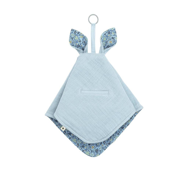 Doudou plat kangourou liberty baby blue Bibs
