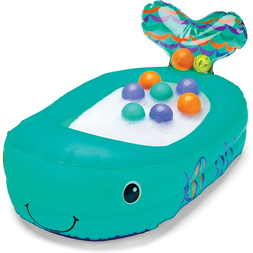 Baignoire baleine gonflable avec balles de jeu et thermètre intégré de  Infantino sur allobébé