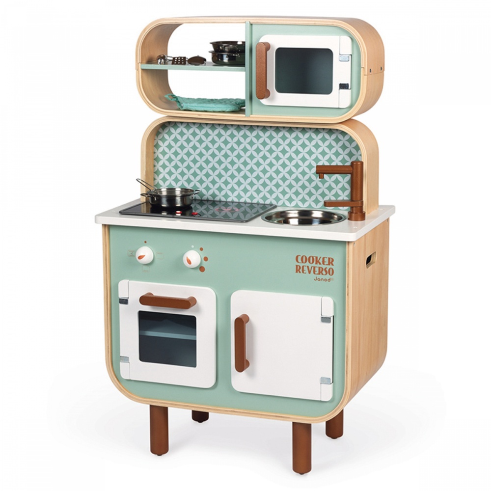 Janod - Cuisine Double Face Cooker Reverso - Cuisinière en Bois