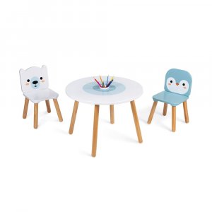 Table et chaises en bois enfant banquise Janod