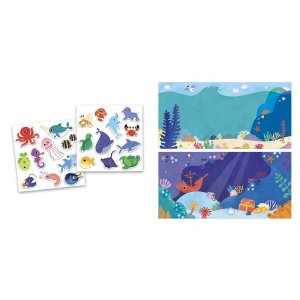 Pochette de stickers gommettes repositionnables la mer Janod