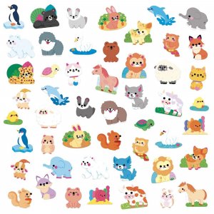 50 grandes gommettes stickers animaux Janod