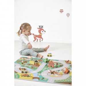 Tapis de jeu avec circuit cross roads campagne Janod