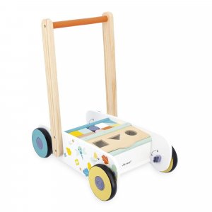 Chariot de marche enfant avec cubes en bois à encastrer pure Janod