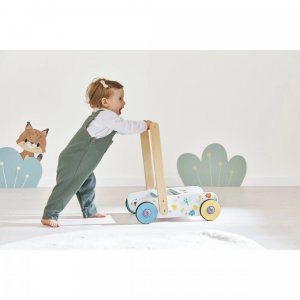 Chariot de marche enfant avec cubes en bois à encastrer pure Janod